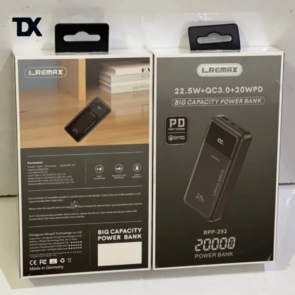 پاوربانک 20,000 میلی آمپر ای _ ریمکس مدل RPP-292