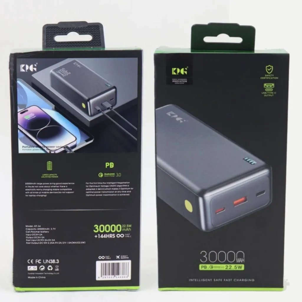پاوربانک 30000میلی آمپر کی پی جی مدل KPG-34